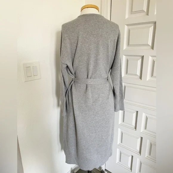 Peserico Gray (Grey) Cashmere Wool Silk Sweater Dress Tie Waist Size 48 IT - Picture 5 of 15